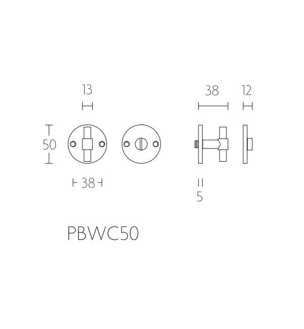 PBWC50 V&B garnituur stift 8 mm (35-44mm deurdikte) mat zw.