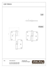 CDF paumelle scharnier platkop rechts 80 x 80 mm, zwart