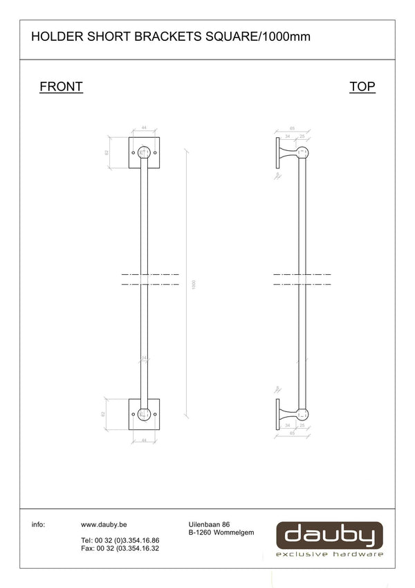 Pure-handdoekhouder-op-korte-steunen-vierkante-rozet-wit-brons