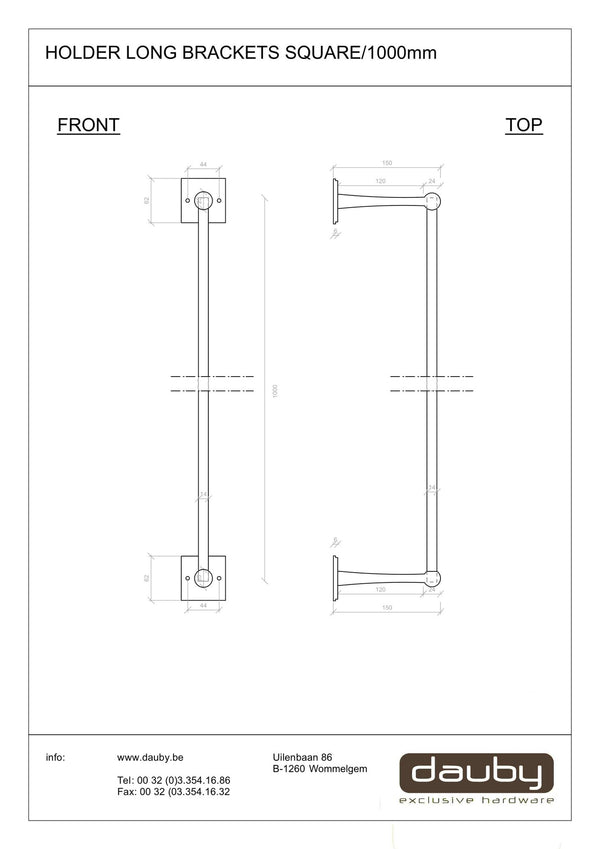 Pure-handdoekhouder-op-lange-steunen-vierkant-rozet-verouderd-ijzer