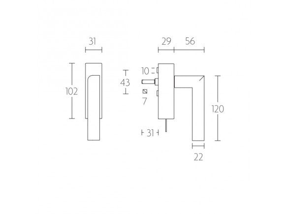 PBL23-DKLOCK raamkruk L-model Ls. afsluitbaar RVS mat