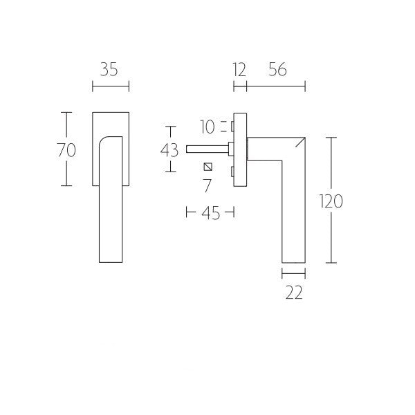 PBL23-DK raamkruk L-model Rs. niet afsl. RVS mat