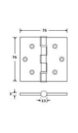 Magnum lagerscharnier platkop 76 x76 mm, chroom glans