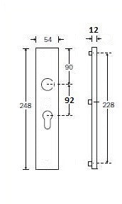 Noway VH buitenschild re/br kruk PC 72 SKG***, nikkel glans