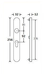 Noway VH buitenschild ov/sm kruk PC 92 SKG***, nikkel glans