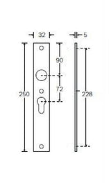 Noway VH binnenschild re.sm. kruk pc 72, messing gelakt