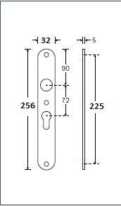 Noway VH binnenschild ov/sm kruk PC 72, messing gelakt