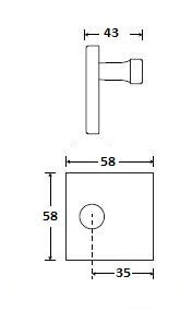 Noway vaste knop verkropt vierkant 58 x 58 mm, anticato