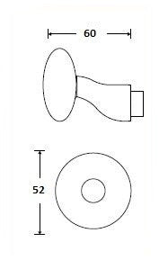 Noway vaste knop rond plat verkropt, chroom glans