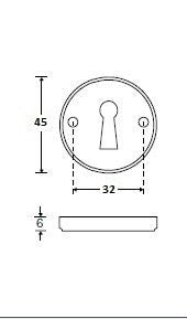 Eemland sleutelrozet rond 45 mm, anticato