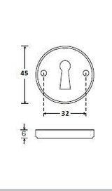 Eemland sleutelrozet rond 45 mm, zwart