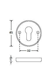 Eemland cilinderrozet rond 45 mm, nikkel glans