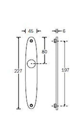 Eemland langschilden elips 227 x 45 mm blind, nikkel glans