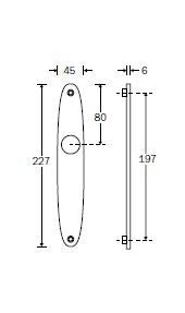 Eemland langschilden elips 227 x 45 mm blind, nikkel glans