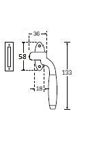 Eemland raamboom 133 mm links, nikkel glans/teak