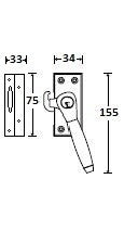 Eemland raamboom afsl. 155 mm Rs. SKG, messing ongelakt/teak