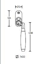 Goylant-raamkruk-afsluitbaar-148-mm-rechts-messing-ongelakt/teak