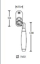Eemland raamkruk afsl. verkr. Rs. 148mm, nikkel mat/teak