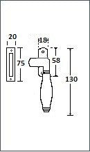 Goylant raamboom 130 mm, nikkel glans/ebben