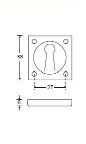 Eemland sleutelrozet vierkant 38 x 38 mm, zwart