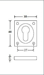 Eemland cilinderrozet rechthoekig 48 x 38 mm, anticato