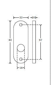 Amstelland patent krukrozetten ovaal 83x32 mm, nikkel glans