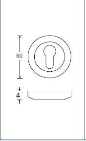 Ottolini PC rozet rond 60 mm voor kruk 22 mm, RVS mat