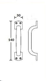 Meubelgreep 140 mm, ijzer zwart