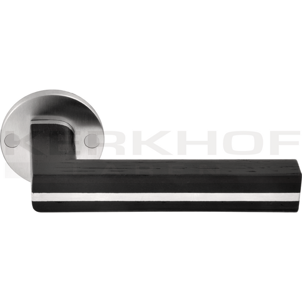 PBL22/50 deurkruk L+L 22mm op gev. rozet, RVSmat/eiken zwart