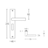 ARC PBA101P236WC** deurkruk ongeveerd op schild wc, RVS mat