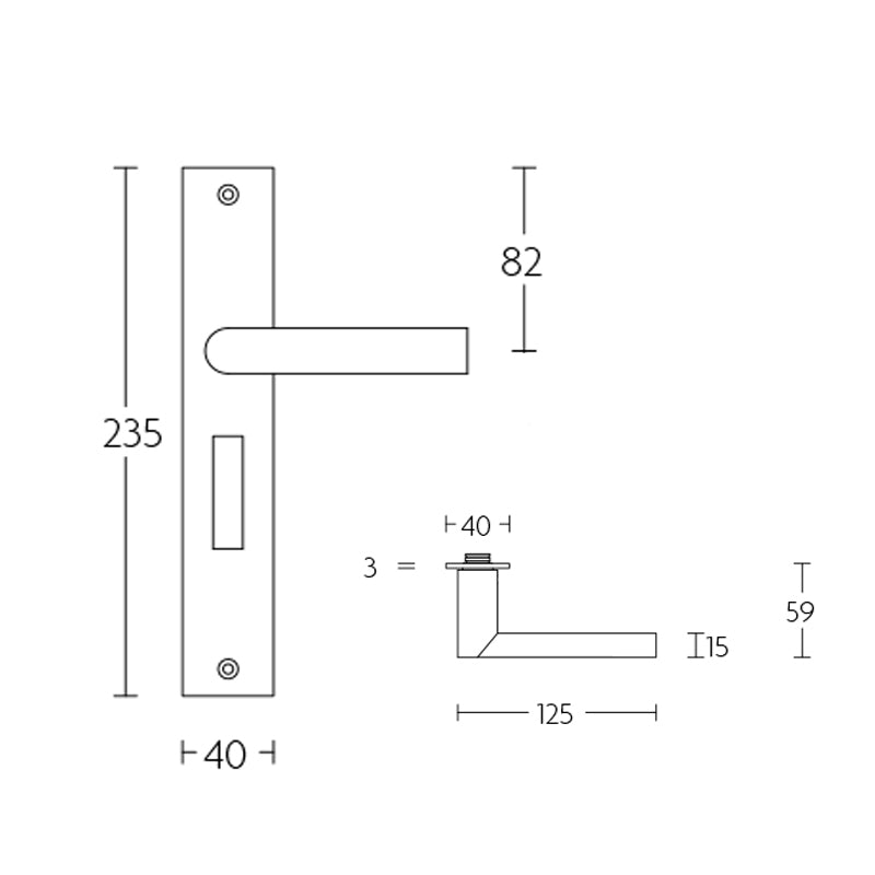 ARC PBA101P236WC** deurkruk ongeveerd op schild wc, RVS mat