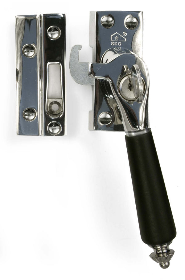 Raamboom ribbelknop afsl. 175 mm Ls. SKG, nikkel gl./ebben