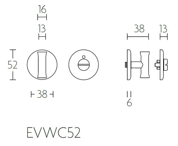 NOUR EVWC52/8 toiletgarn. rond rozet. 8mm stift, gepol.rvs